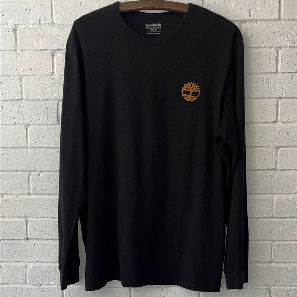 Timberland Puff Logo Black and Gold Long Sleeve Tee Crewneck